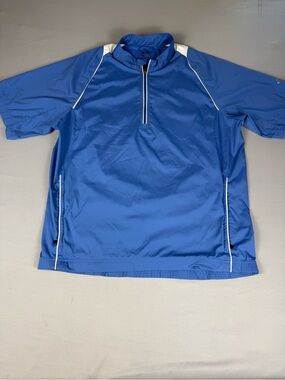 Adidas ClimaProof Blue Golf Wind Pullover 1/4 Zip Short Sleeve Jacket Large